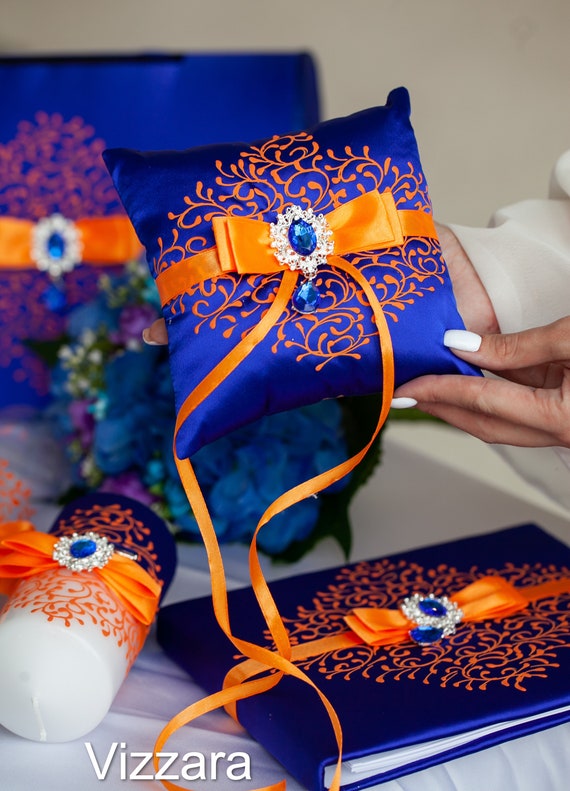 Royal Blue and Orange Wedding, Wedding Set Royal Blue and Orange Wedding,  Flower Girl Basket Royal Blue Wedding,wedding Glasses Blue Wedding - Etsy