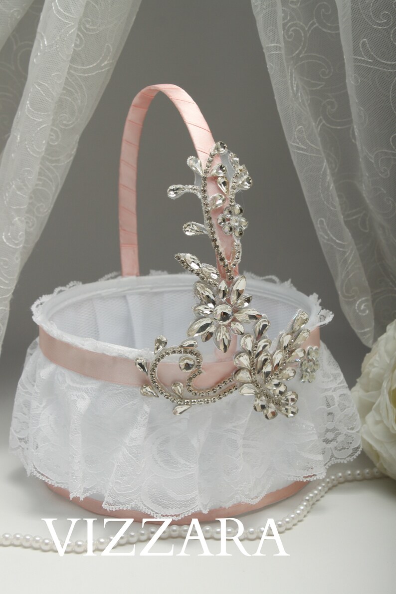 Flower girls basket Pink wedding Unique flower girl baskets Etsy
