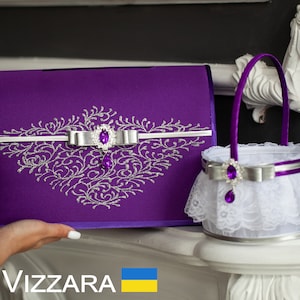 Scatola per biglietti di matrimonio Matrimoni viola e argento Scatola personalizzata per partecipazioni di nozze Matrimoni viola e argento Scatola per biglietti di nozze Matrimoni viola