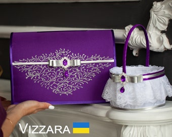 Wedding box for cards Purple and silver weddings Personalized Box wedding card Purple and silver weddings Card box wedding Purple weddings