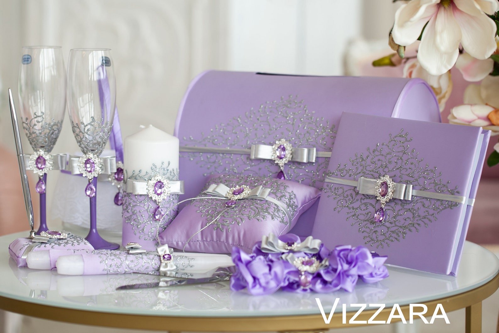Cards Box Wedding Lavender and Silver Weddings Personalized Etsy