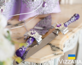 Cake servers Lavender and silver weddings Personalized Cake cutting sets Lavender and silver weddings Cake server set Lavender weddings