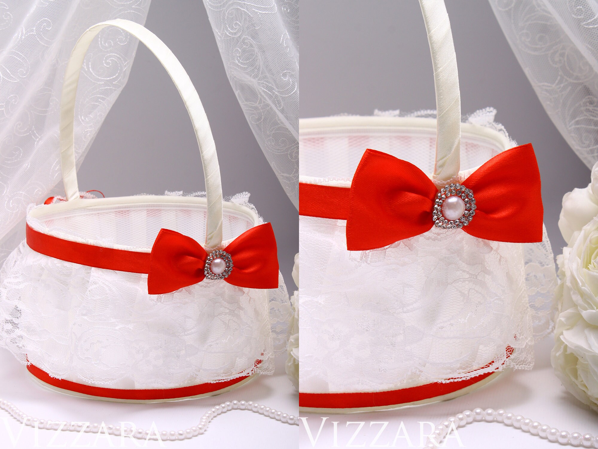 Wedding Flower Girl Basket Set Wedding Baskets flower basket Etsy