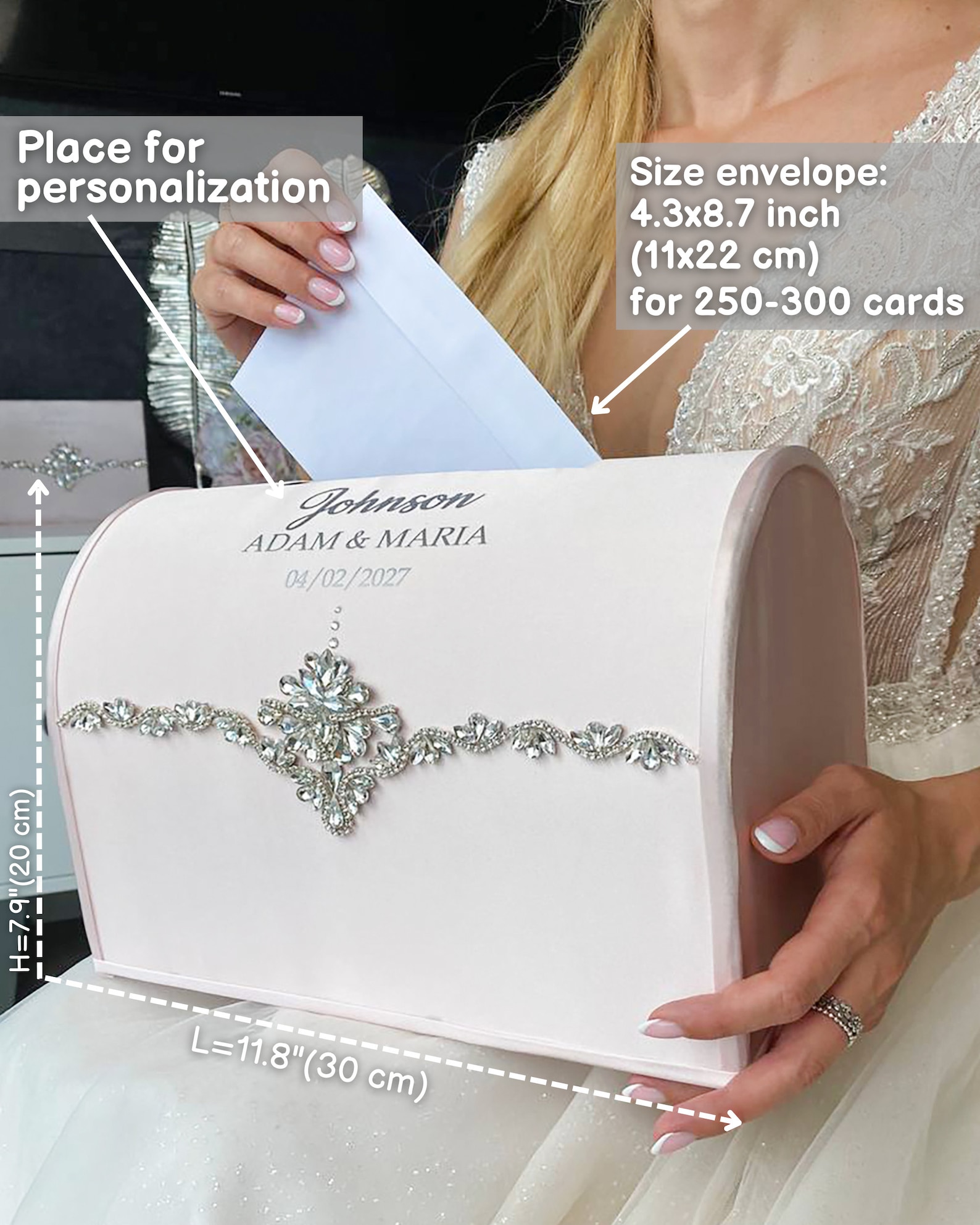 Wedding Box Pink Blush Wedding, Personalized Card Box, Card Box Pink ...