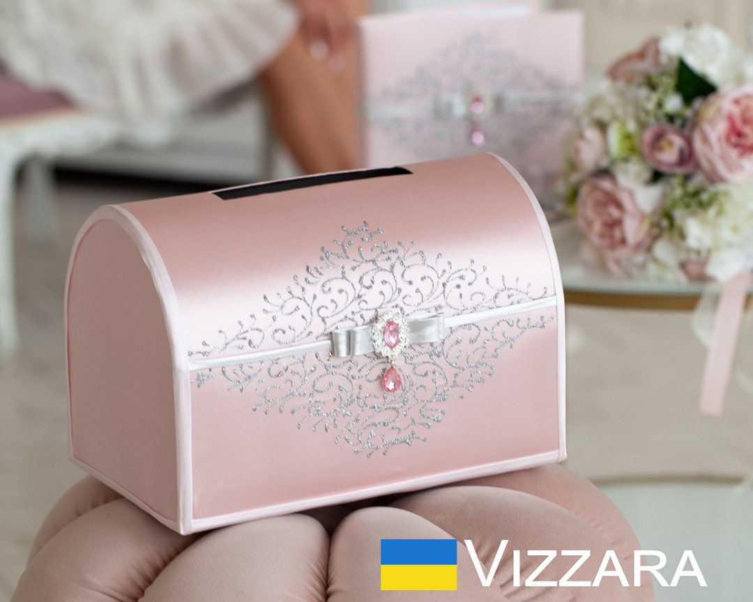 Wedding Box for Cards Pink Blush and Silver Weddings Personalized Card ...