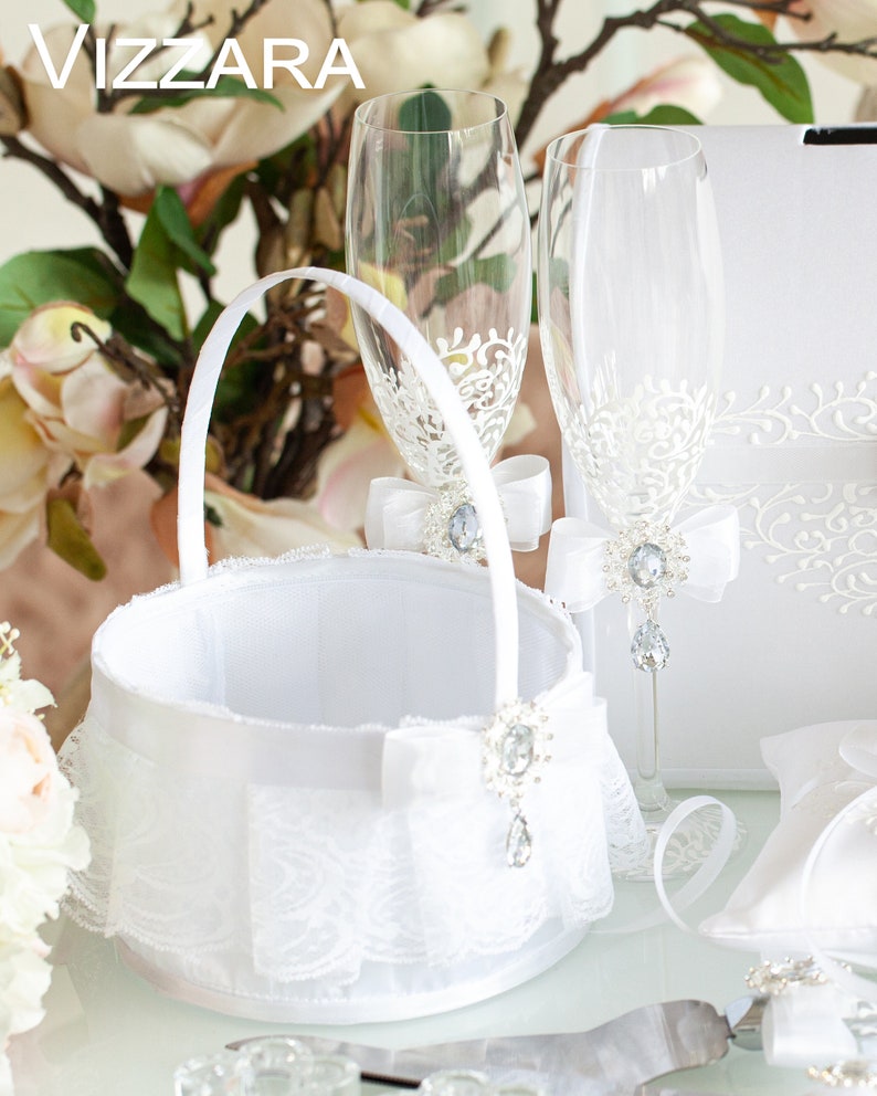 Flower Girl Basket Wedding White Basket Flower Girl White Etsy