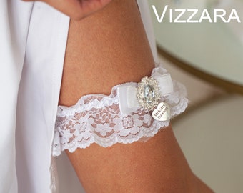 Wedding garter White wedding Garters for wedding Personalized Garters weddings White weddings Wedding garter