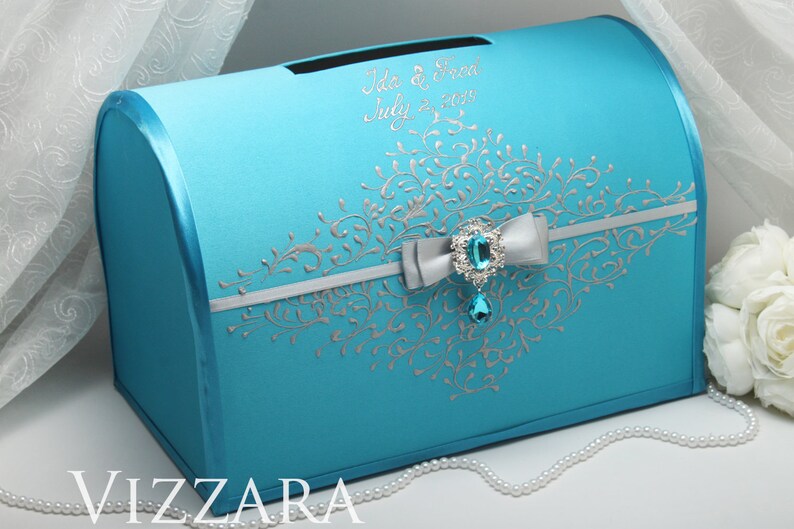 Wedding envelope box Turquoise wedding Envelope box wedding Etsy