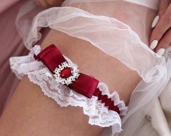 Garter for a wedding Set of 2 Personalized Gold and burgundy wedding Wedding garters Wedding burgundy Garter wedding Burgundy weddings