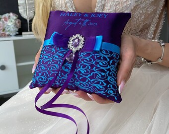 Bridal Garters Set of 2 Purple and Turquoise Wedding