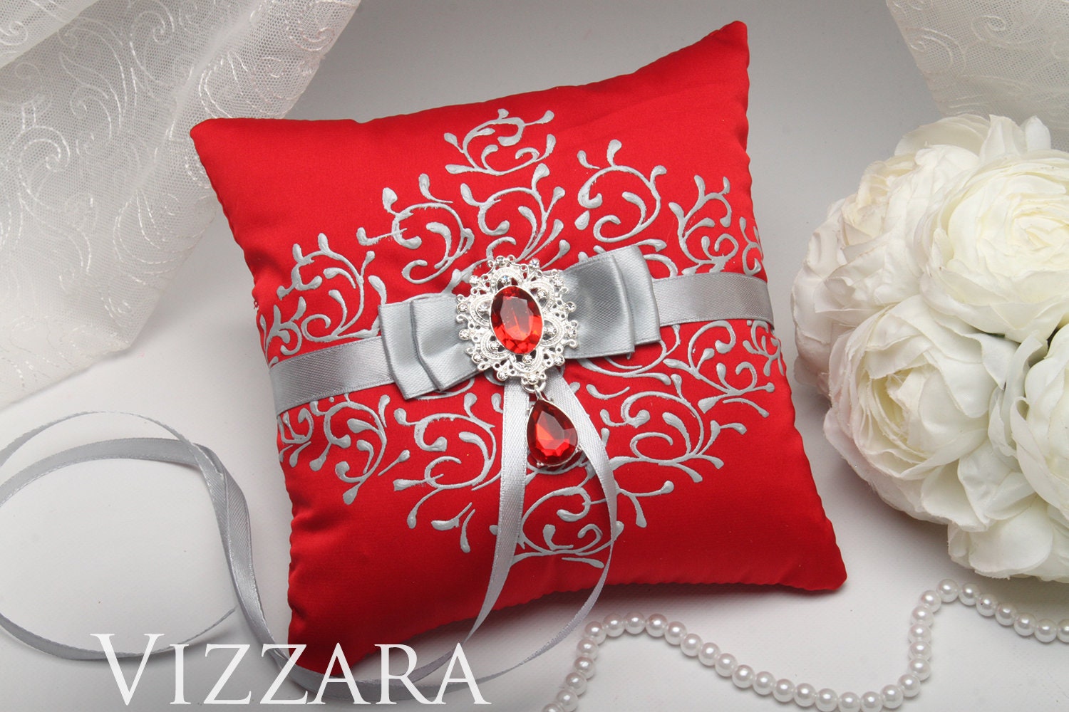 Ring pillow Red weddings Wedding ring bear pillows Red wedding Etsy