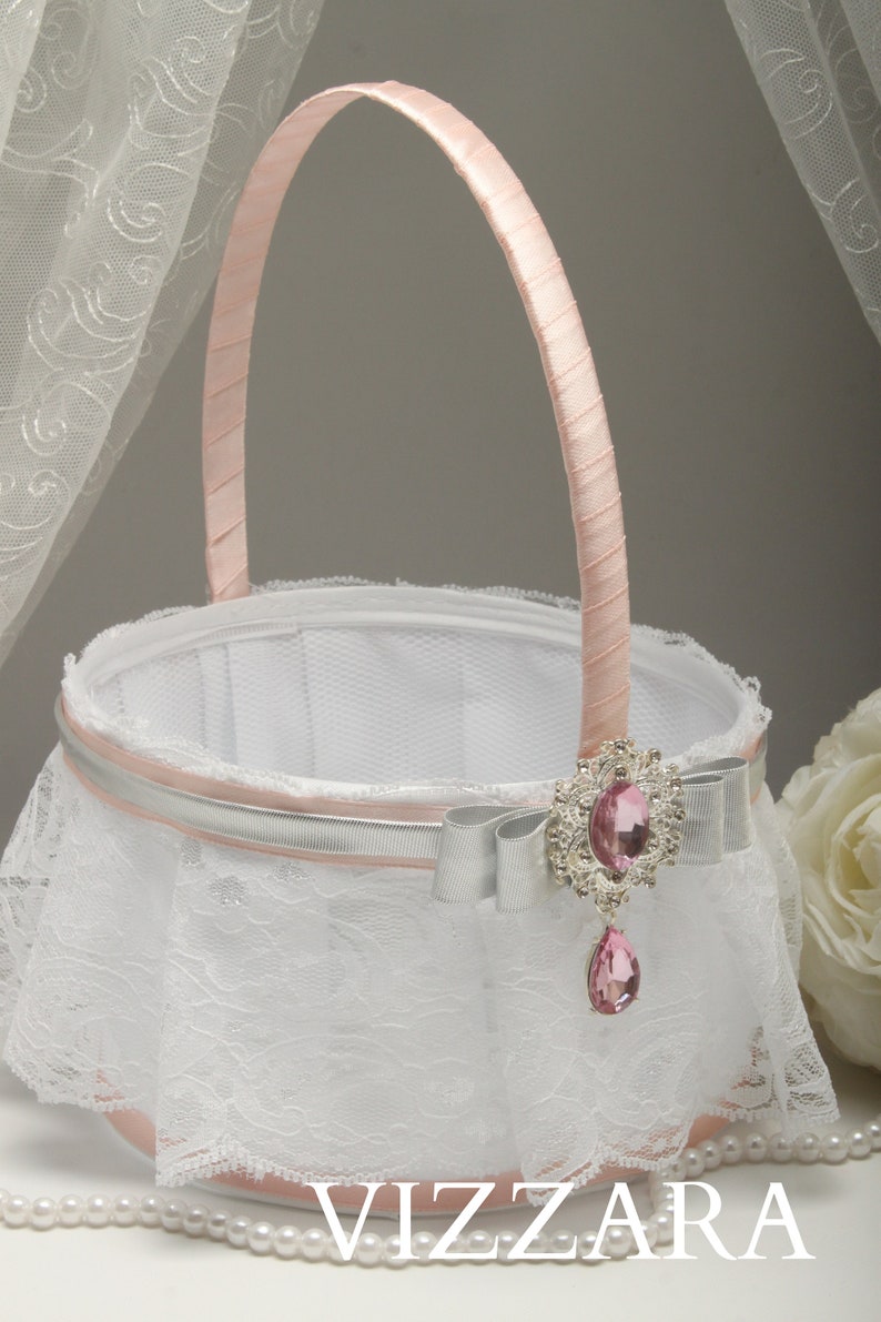 Flower girls basket Pink weddings Flower girl basket ideas Etsy