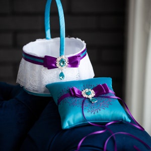 Flowers girls baskets Turquoise and purple weddings Basket flower girls Turquoise and purple weddings Flower girl basket Turquoise weddings