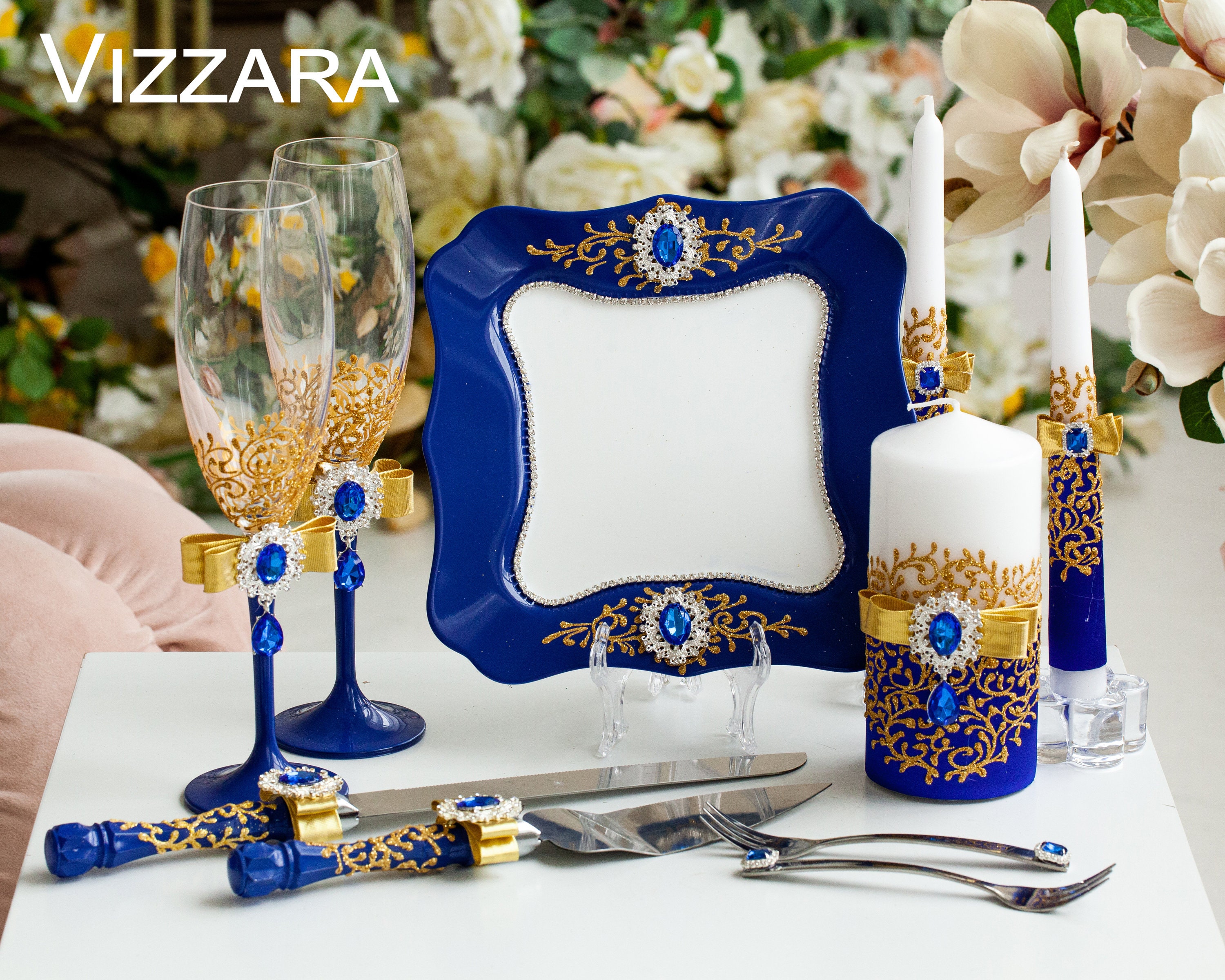 Сard Box Wedding Royal Blue and Gold Weddings Personalized Box Wedding ...