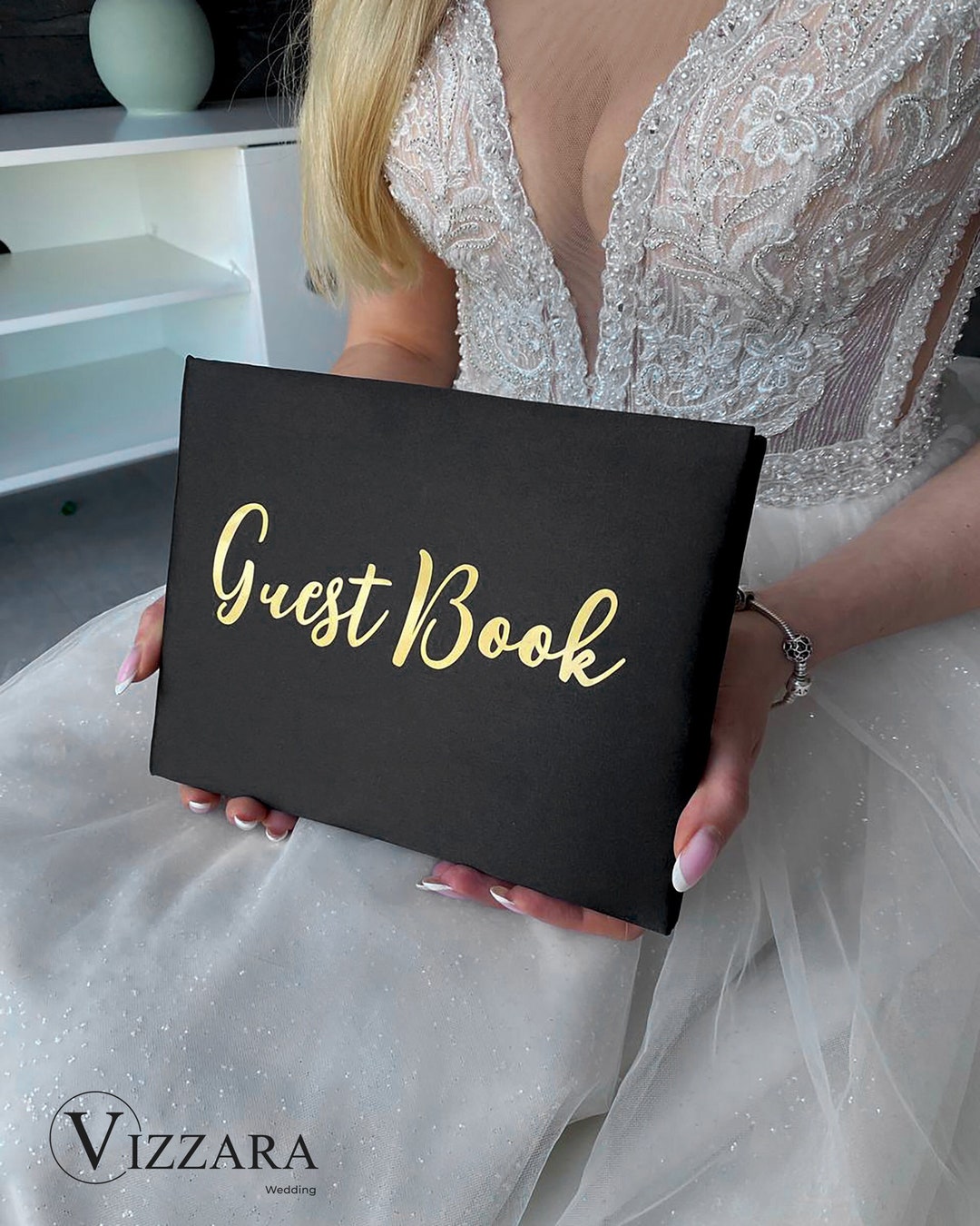 Wedding Guest Book Black Wedding, Custom Wedding Guest Book