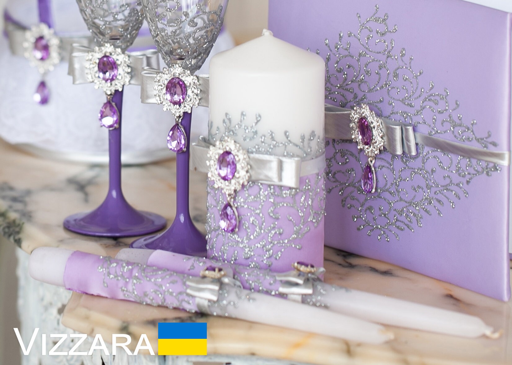 Unity Candles Set of 3 Lavender and Silver Weddings Candles Etsy