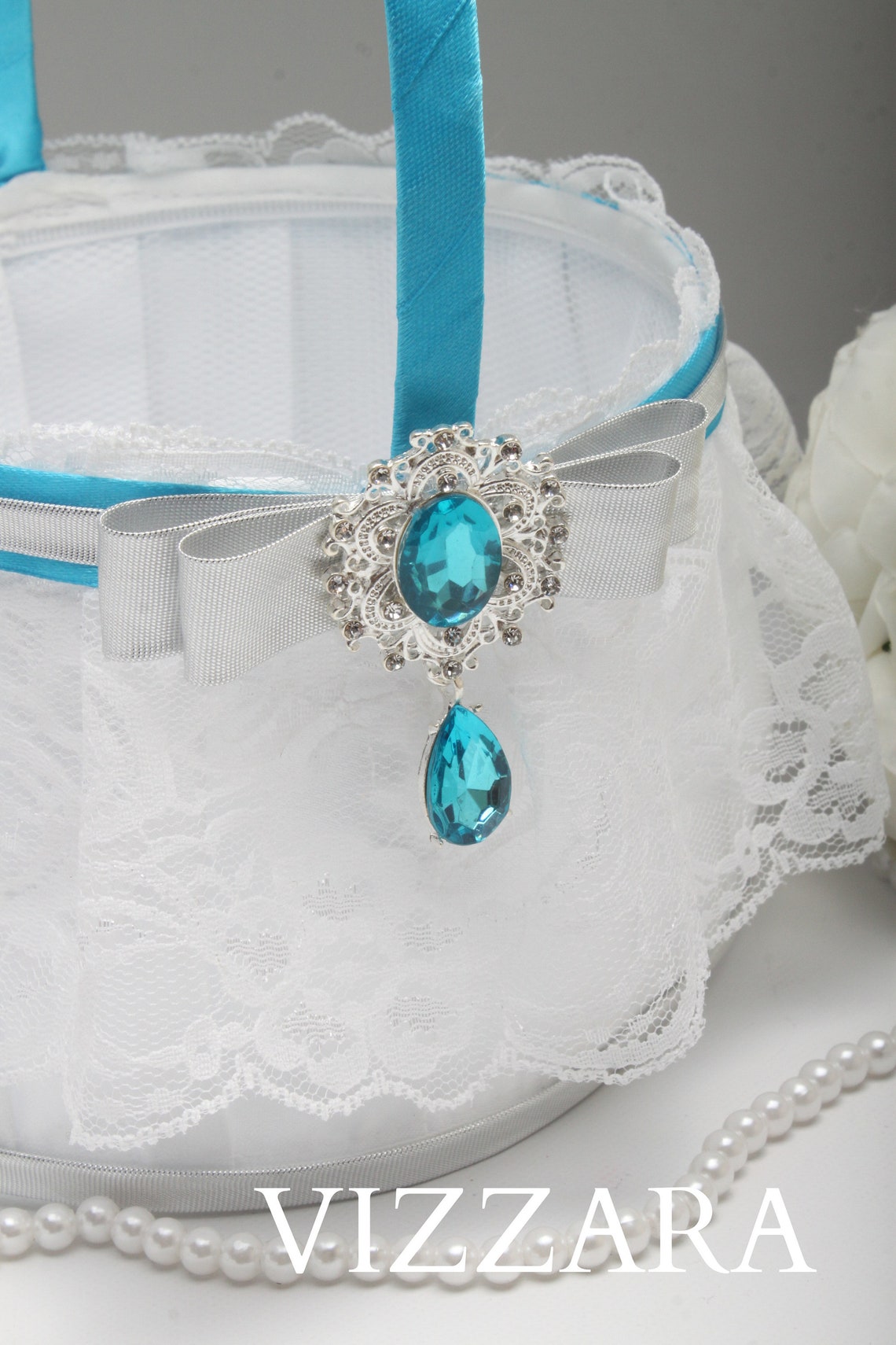 Flower girl baskets Turquoise wedding Flower girl baskets Etsy