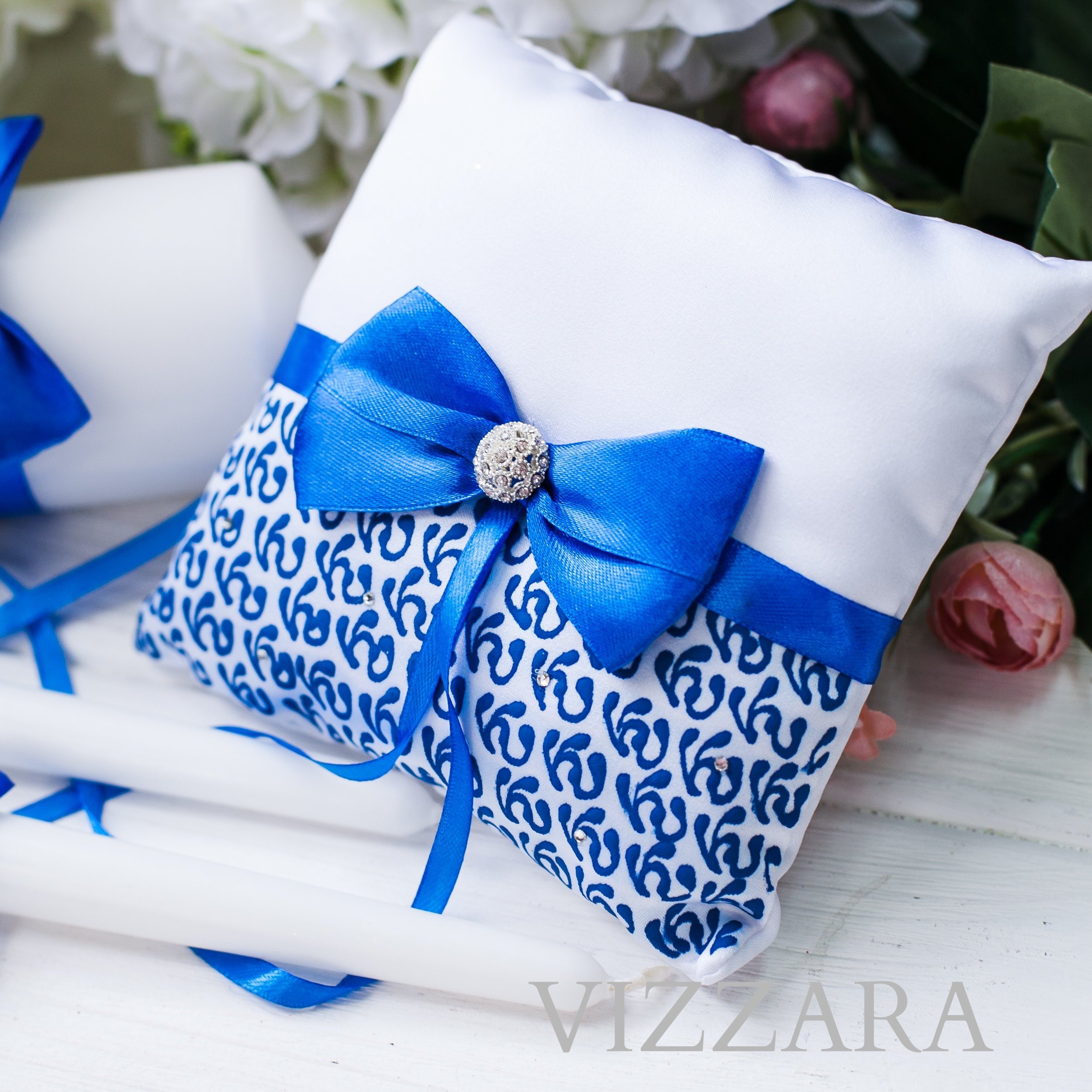 Wedding ring pillow blue wedding blue pillows Wedding Ring Etsy