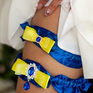 Wedding guest book Royal blue and yellow wedding, Personalized, Guest book Royal blue and yellow wedding, Gifts for the Couple,Wedding decor 2 Bridal Garters