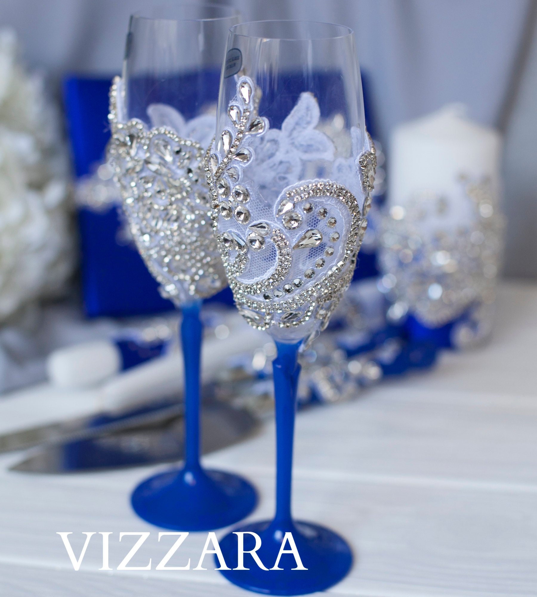 Champagne flute Royal blue wedding Royal blue wedding ideas | Etsy