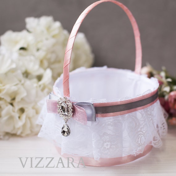 pink flower girl basket