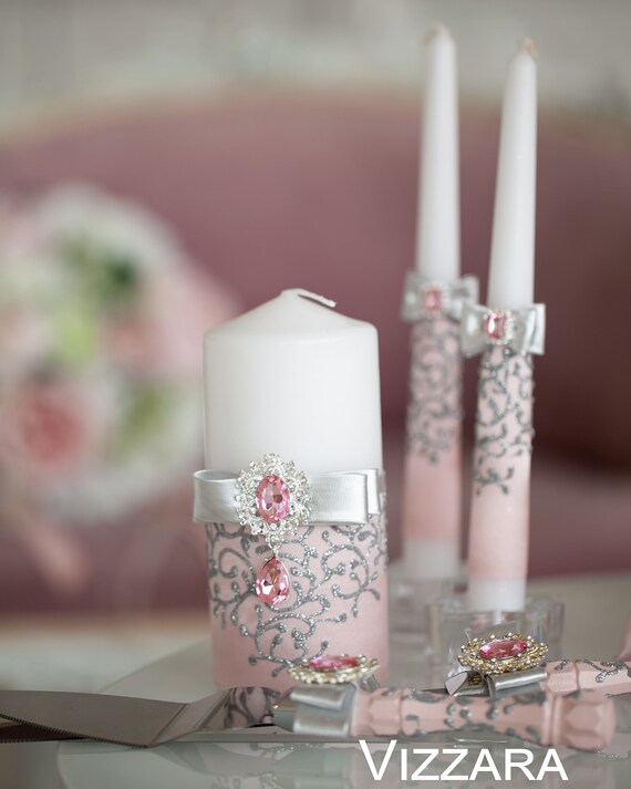 Unity candles set Pink wedding Alternatives to unity candle Etsy