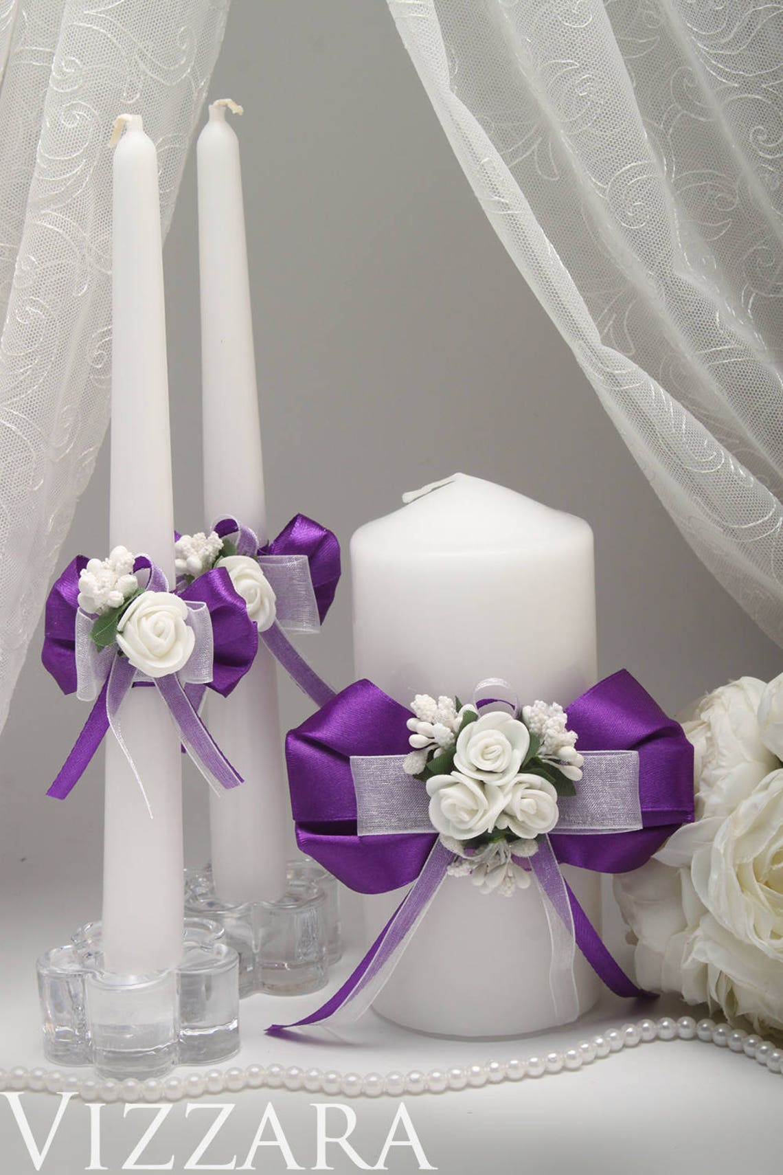Unity candle Purple wedding Unity candle alternatives Purple Etsy