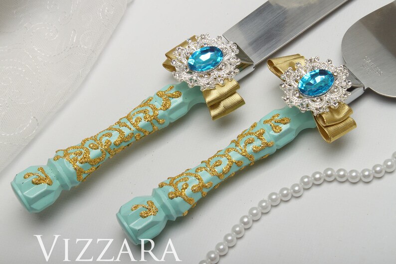 Cake Server Set Mint Wedding Cake Cutter And Server Mint And Etsy