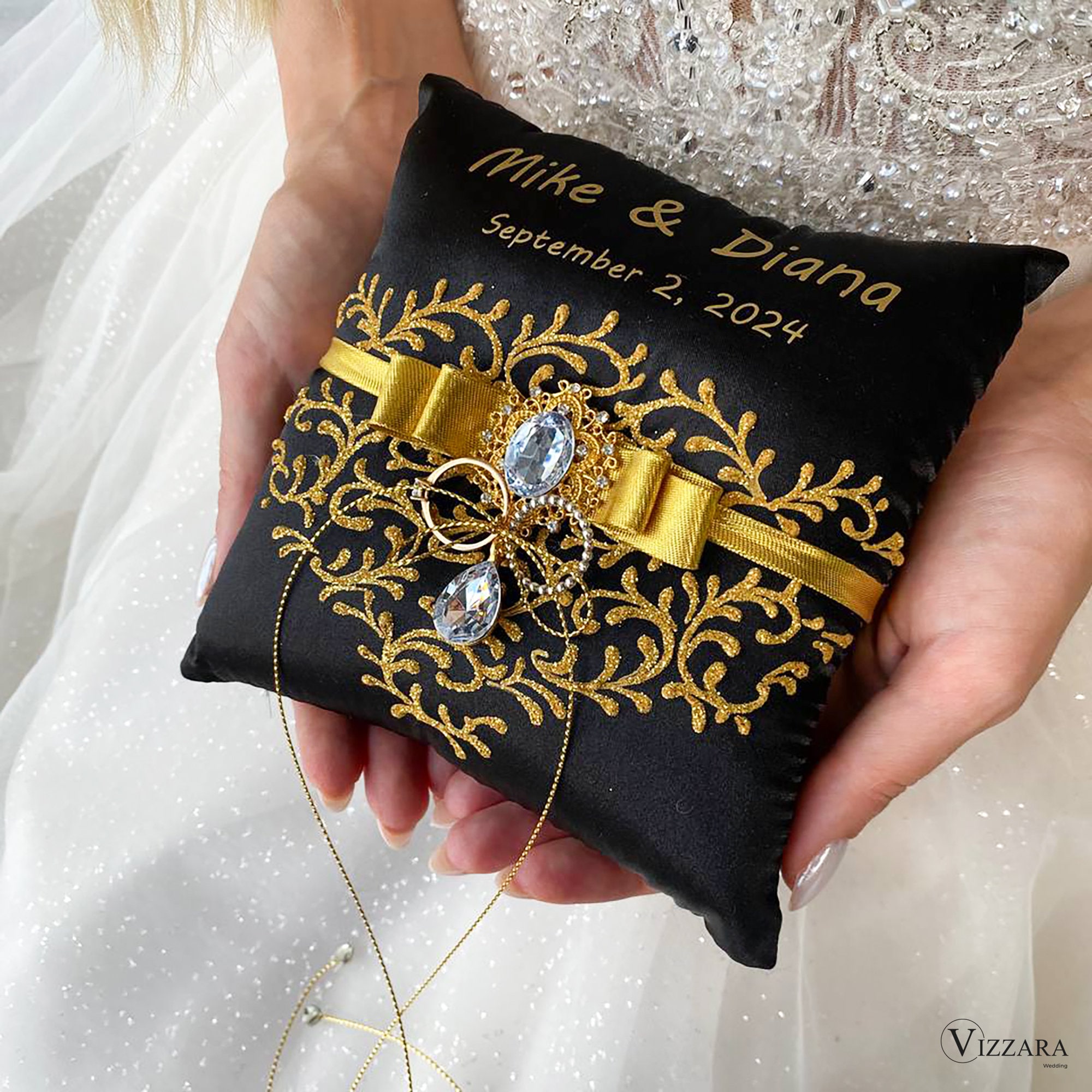 Ring Bearer Pillow Black and Gold Wedding Personalized Ring Bearer Black and Gold Wedding Wedding Pillow Black Ring Pillow Gold Wedding Etsy Canada