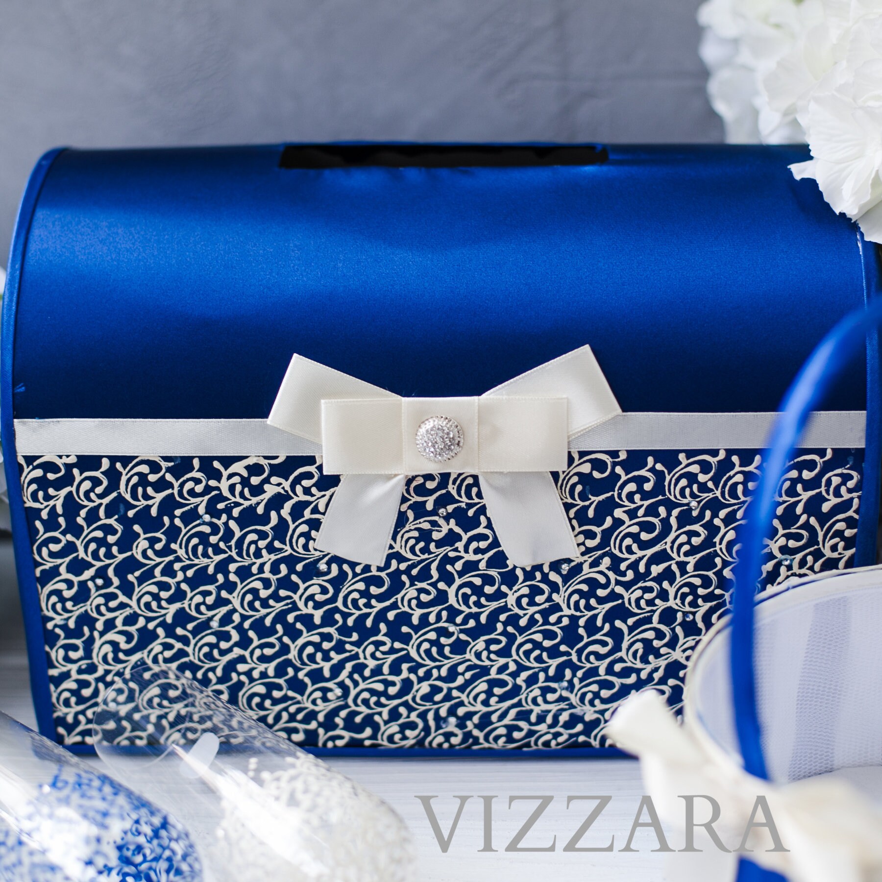 Wedding Box Navy blue HandPAINTED Wedding box card holder Etsy