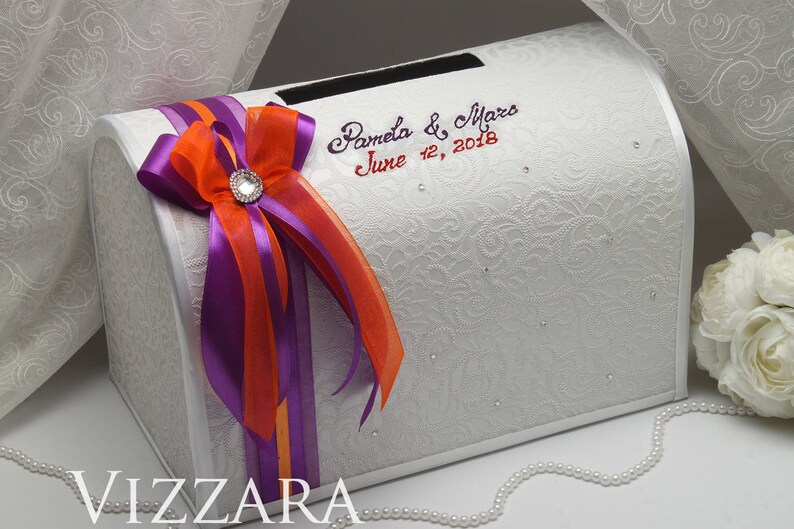 Cheap Wedding Card Box Orange And Purple Weddings Gift Card Etsy