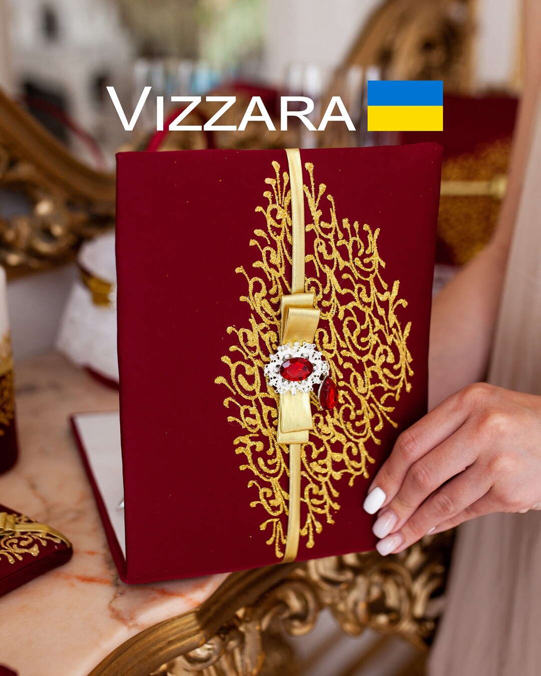 Wedding Guests Book Personalized Burgundy Wedding Burgundy and Gold