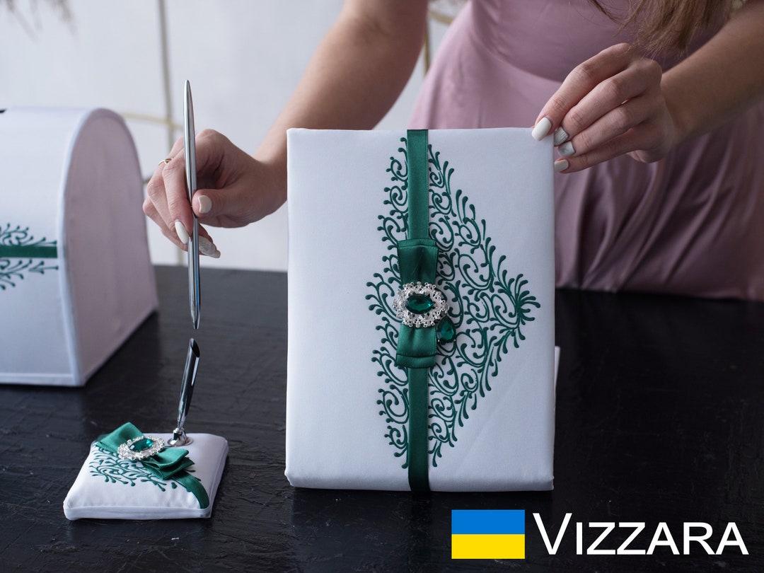 Wedding Guests Book Emerald Green Wedding Personalized Guest Books