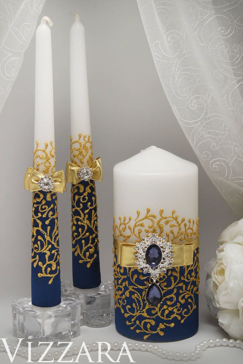 Wedding unity candle Navy wedding Cheap unity candles Navy and Etsy