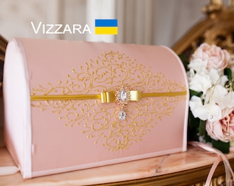 Wedding card box Pink blush and gold wedding, Personalized, Card box for wedding Pink and gold wedding, Card box Pink wedding, Money box