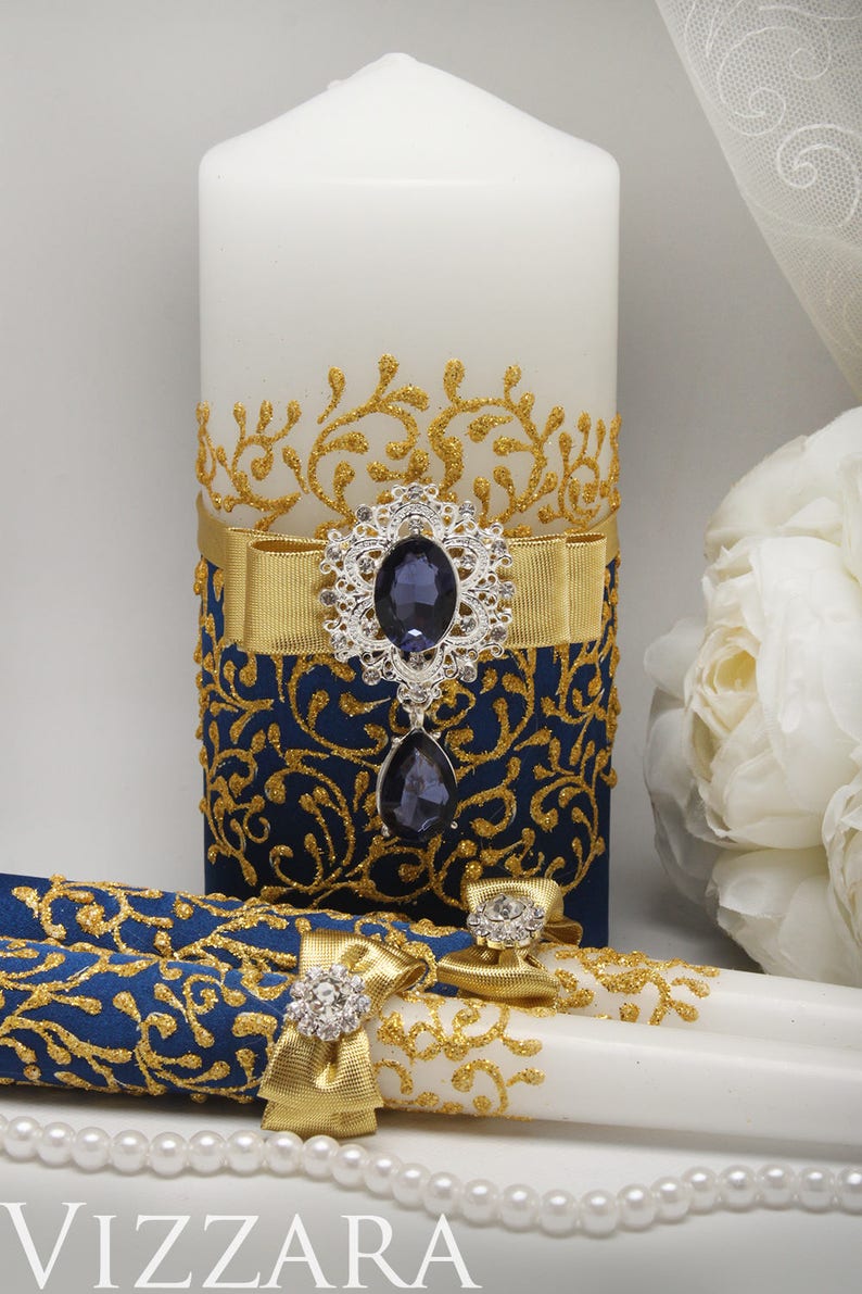 Wedding unity candle Navy wedding Cheap unity candles Navy and Etsy