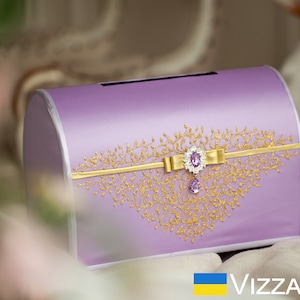 Kartenbox Hochzeit Lavendel und Goldhochzeit Personalisierte Box Hochzeitskarte Lavendel und Goldhochzeit Kartenbox zur Hochzeit Lavendelhochzeit
