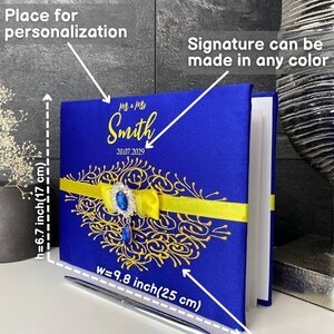 Wedding guest book Royal blue and yellow wedding, Personalized, Guest book Royal blue and yellow wedding, Gifts for the Couple,Wedding decor image 2