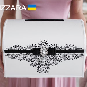 Wedding card box White and black weddings Personalized Card box wedding White and black weddings Wedding box card White and black weddings