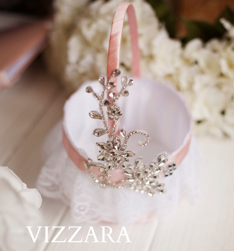 Flower girls basket Pink wedding Unique flower girl baskets Etsy