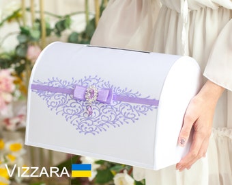 Card box White and lavender wedding, Personalized, Card box for wedding White and lavender wedding, Money box lavender wedding,Gift card box