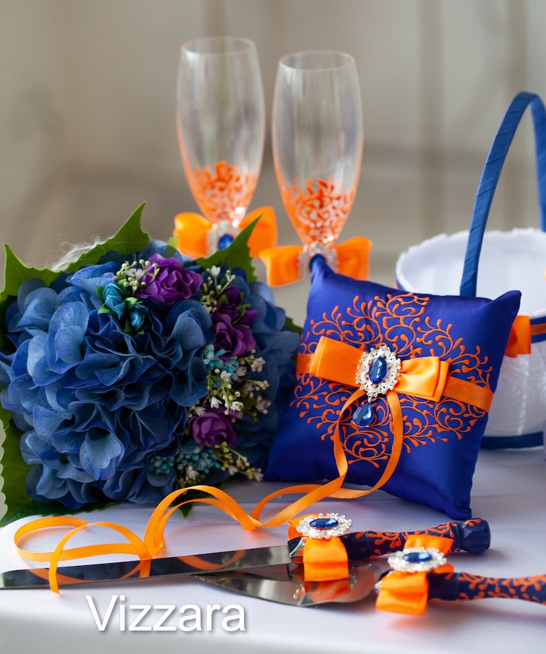 Bridal garter Royal blue wedding Garters wedding Royal blue wedding ideas Bridal garter set Royal blue and orange wedding Blue bridal garter