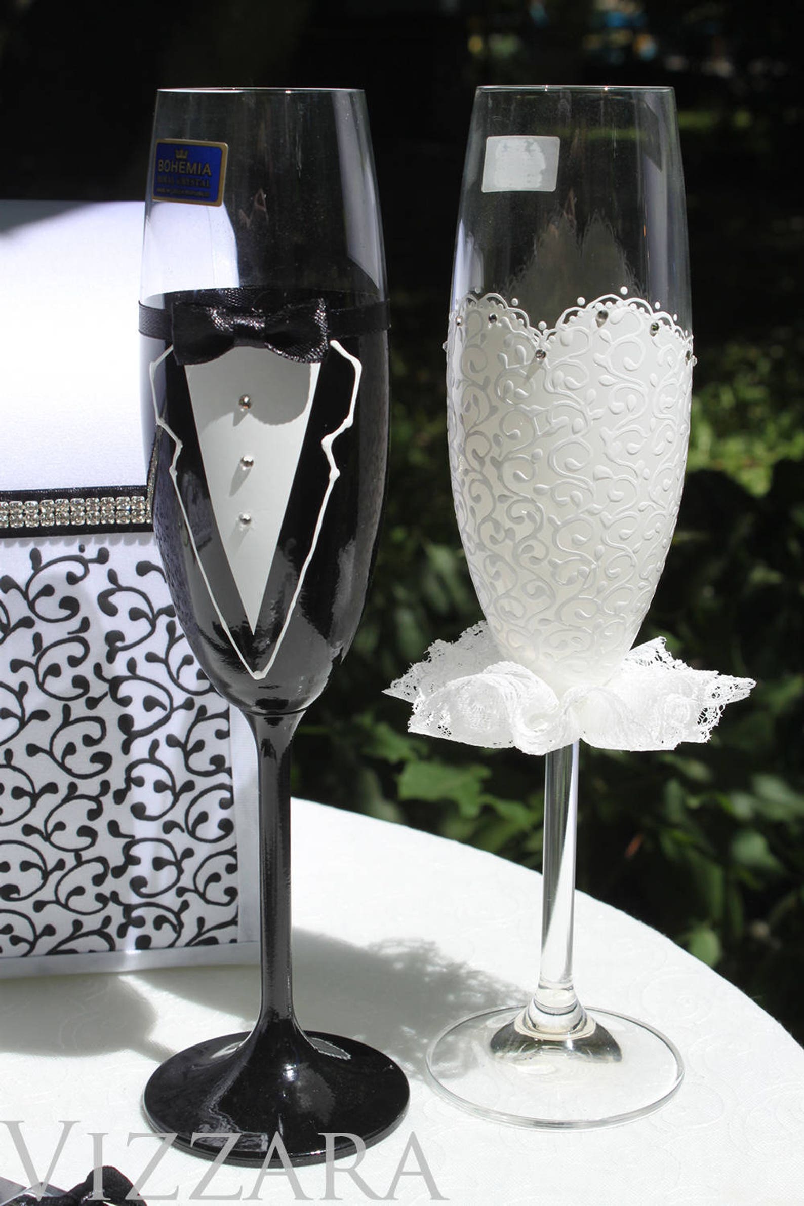 Bride and groom champagne glasses Bride and groom toasting Etsy