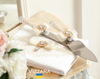 Wedding cake knife White and ivory wedding, Personalized, Cake cutting set White wedding, Wedding cake cutting set, Cake knife set White