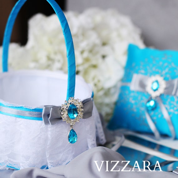 Flower Girl Basket Turquoise Wedding Flower Girl Baskets Cheap Etsy