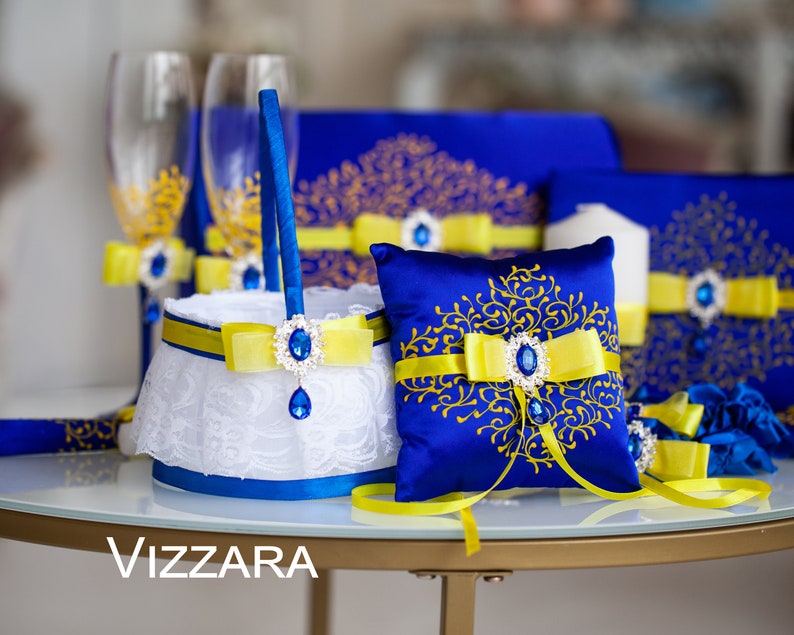 Wedding guest book Royal blue and yellow wedding, Personalized, Guest book Royal blue and yellow wedding, Gifts for the Couple,Wedding decor image 9