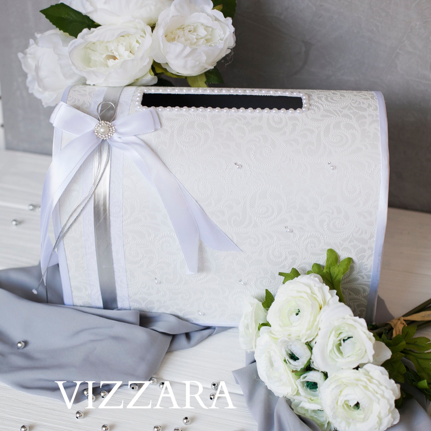 Box For Envelopes wedding Elegant silver wedding Card Box Gift Etsy