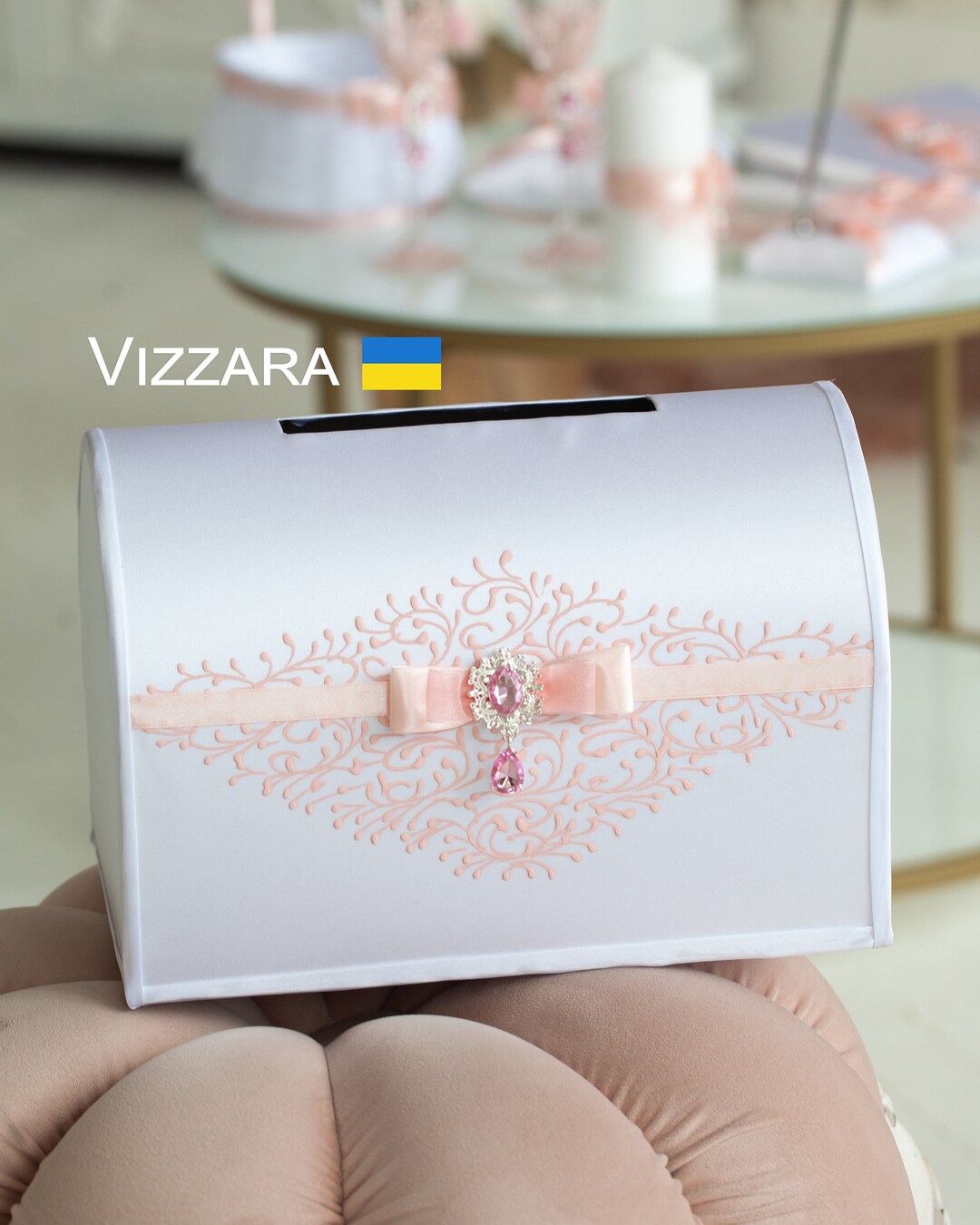 Box Wedding Card White and Pink Weddings Personalized Card Box Wedding ...