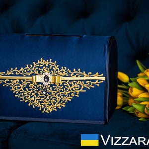 Card box wedding Navy blue and gold weddings Personalized Cards box wedding Navy blue and gold wedding Box wedding card Navy blue wedding