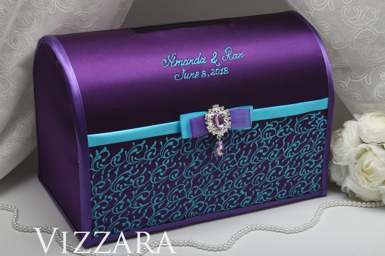 Wedding envelope boxes Purple and blue wedding Envelope box Etsy